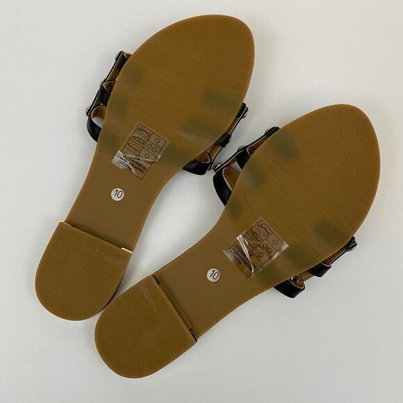 Yoki Black Caged Studded Rocker Biker Sandals Slip On Shoes Womens Size 10 - Picture 7 of 9